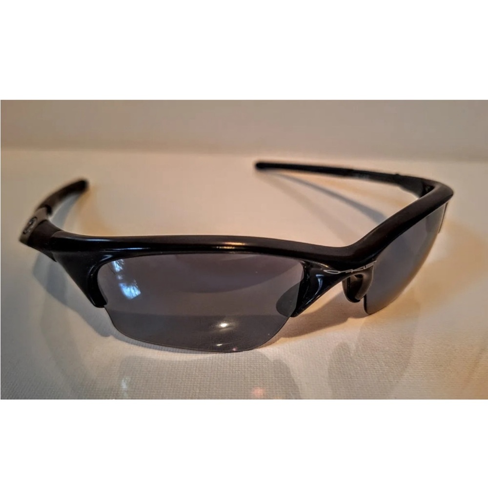 Oakley XLJ Lenses 03-650 Black Half Rim Wrap Sunglasses 60-20 USA With Case